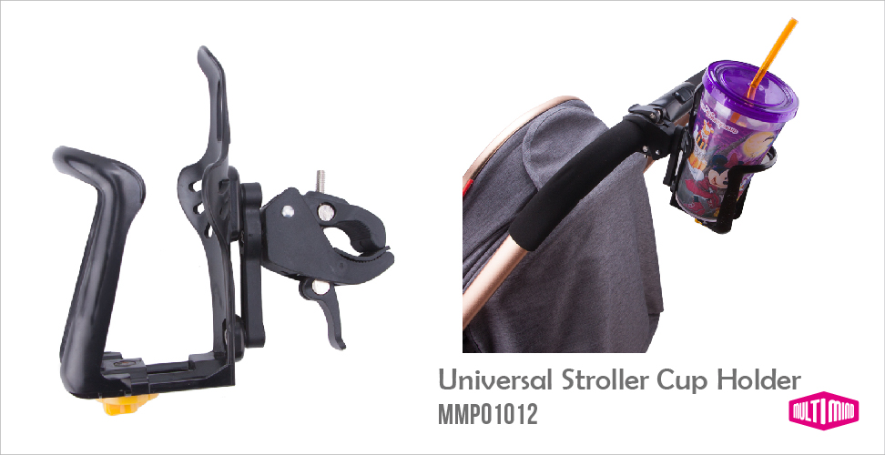 Universal Cup Holder for Pushchair Stroller Cup Holder with Hook Bike Wheelchair 360 Degrees Rotation Anti-Slip and Adjustable 