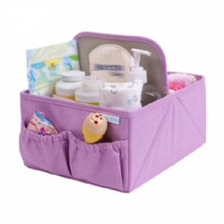 Foldable Baby Diaper Caddy Organizer - Nursery Storage Bin for Diapers,Wipes,Toys - Portable Car Storage Basket - Perfect Baby Shower Gift,Pink